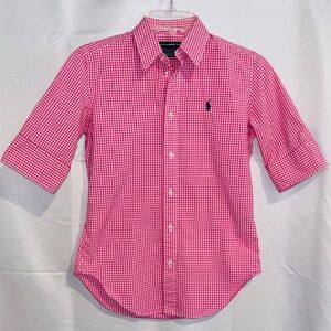 Ralph Lauren Sport Gingham Pink Top